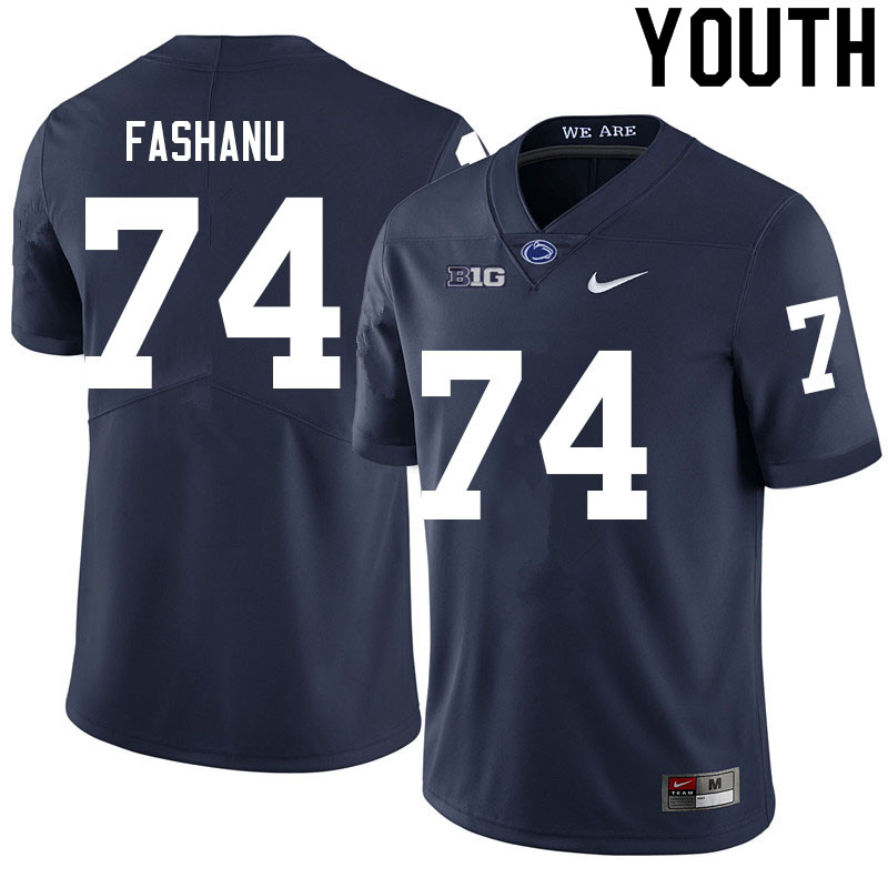 Youth #74 Olumuyiwa Fashanu Penn State Nittany Lions College Football Jerseys Sale-Navy - Click Image to Close